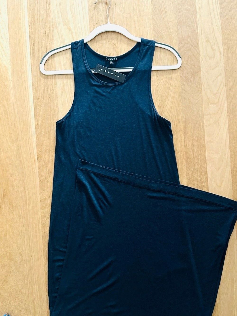 Theory Deep Blue Sleeveless Maxi Dress, Soft, Minimalist, New with tags, size M
